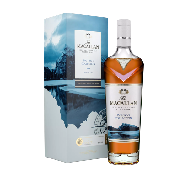 the macallan boutique collection whisky bottle and pack