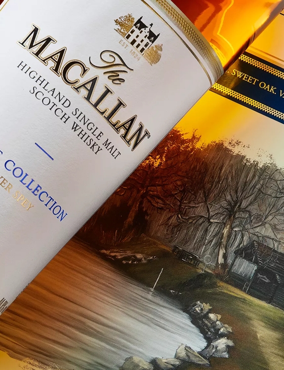 The Macallan Home Collection River Spey Bottle Pack Mood shot Close Up
