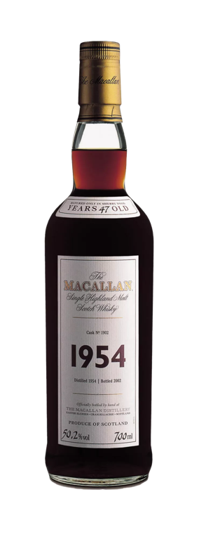 The macallan fine and rare 1954 whisky bottle