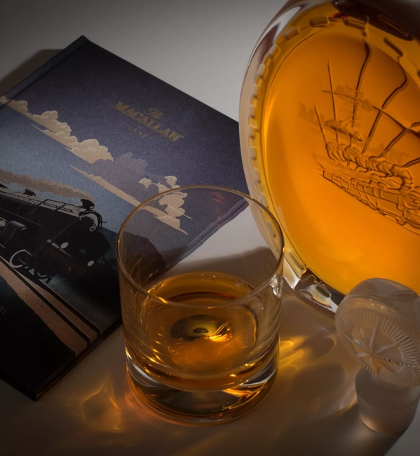 Golden Age of Travel Mood Shot with Bottle Picture and Dram