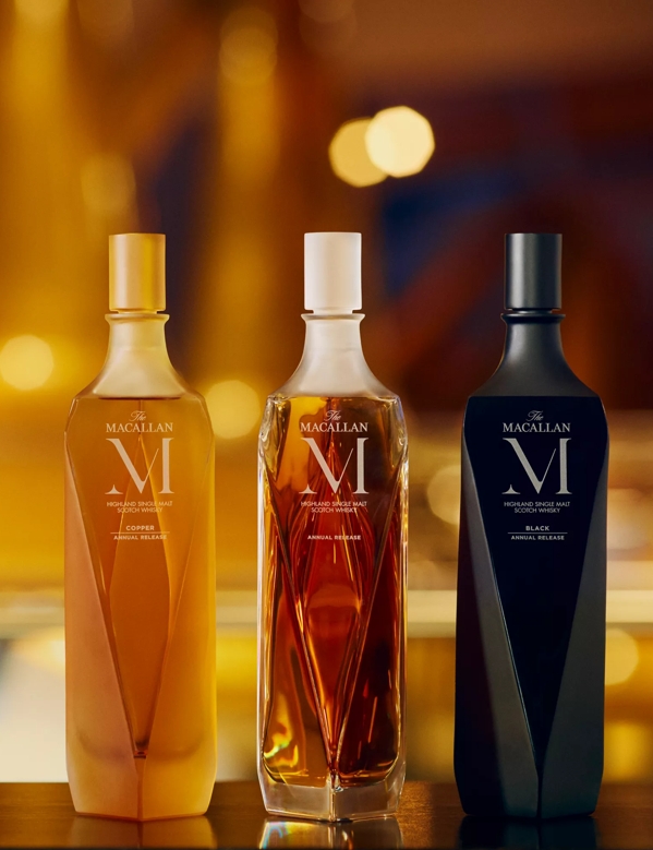 the macallan m collection bottle smoke mood background
