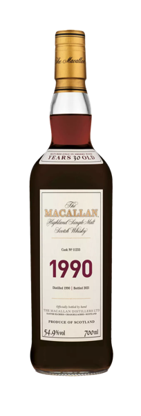 the macallan 1990 fine and rare whisky bottle