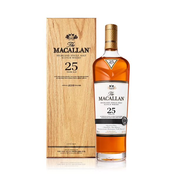 The Macallan 25YO Sherry Oak 2019 Release Bottle and Wooden Box 700ml