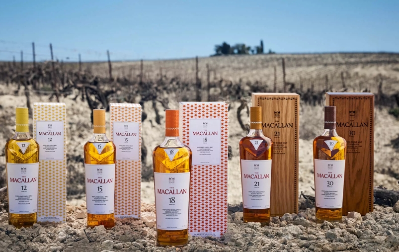 the macallan colour collection whisky bottles