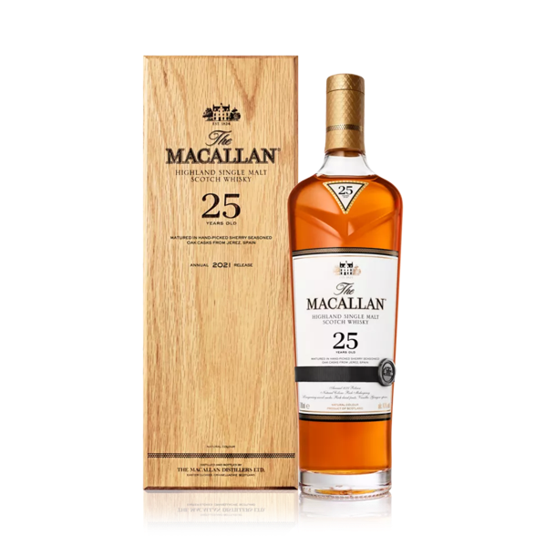 The Macallan Sherry Oak 25YO Bottle and Wooden Box