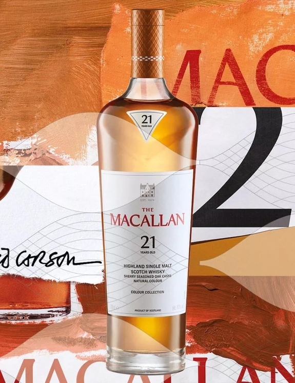 the macallan colour collection 21 year old whisky bottle