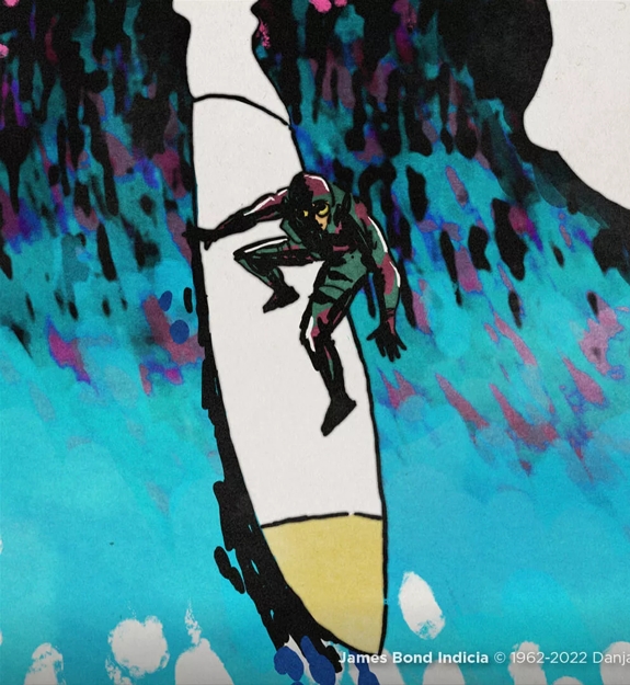 The Macallan James Bond Collection illustration of surfing