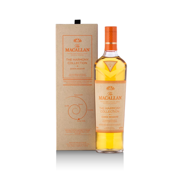 the macallan amber meadow whisky bottle and box