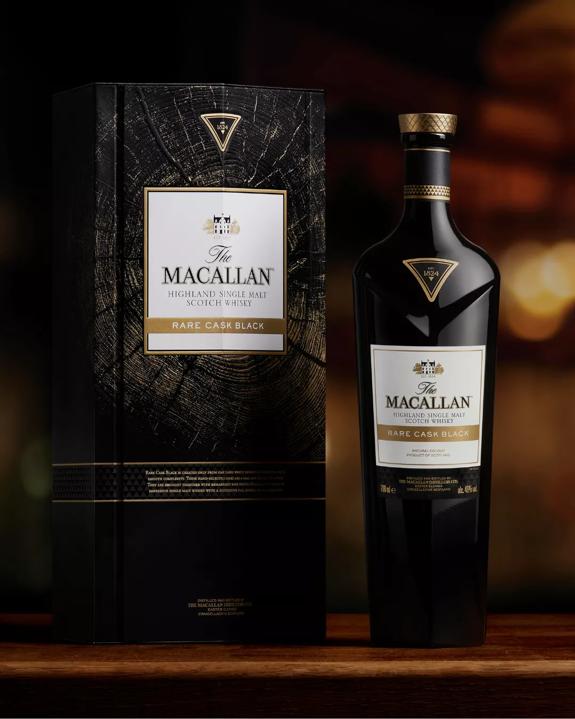 The Macallan Rare Cask Black Bottle and Pack Moodshot