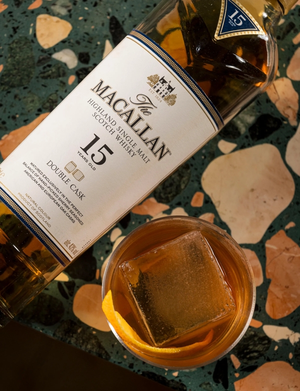 The Macallan Double Cask 15 Bottle with Cocktail at Black Grape Edinburgh