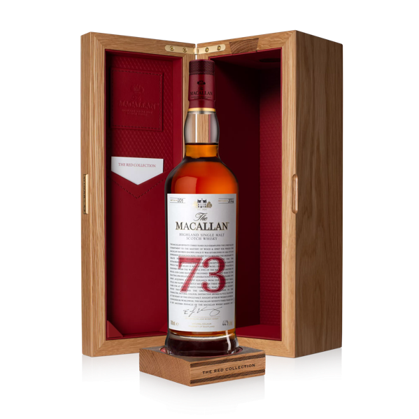 the macallan red collection 73 years old whisky bottle and pack