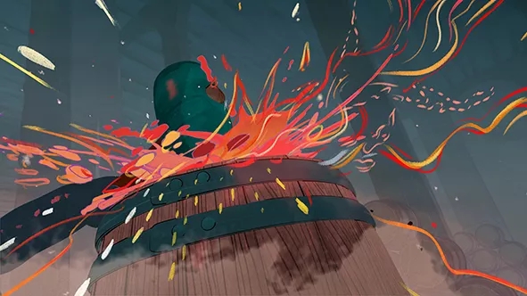 whisky barrel and hammer illustration