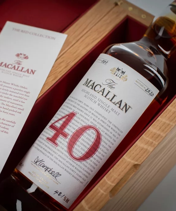 The Macallan Red Collection Signature Bottle and Red Ribbon Detail