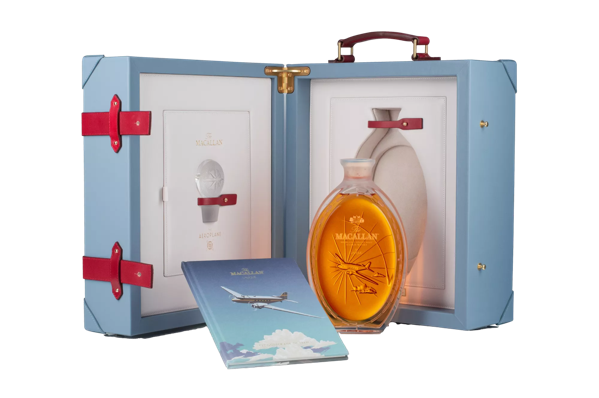 the macallan golden age of travel whisky bottle and open box