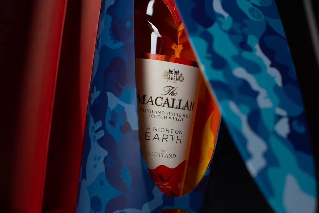 The Macallan A Night on Earth in Scotland Collection Open Box with Close up of Label