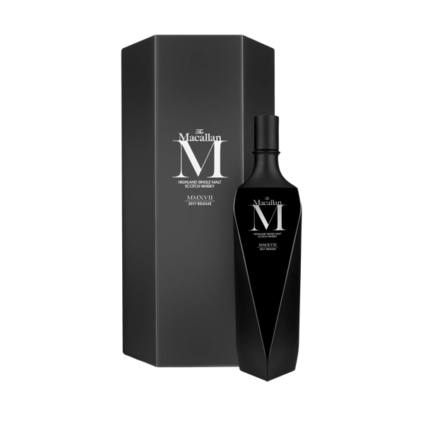 the macallan m black whisky bottle and pack