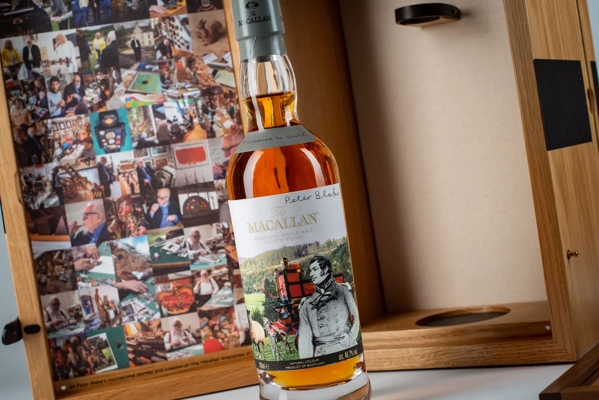 The Macallan Anecdotes of Ages Collection: License to Distil Mood Shot of Label with Box