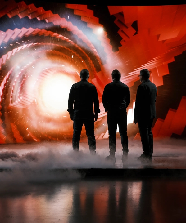 The Roca Brothers with Red Atmospheric Background