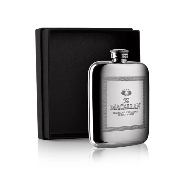 The Macallan Silver Hip Flask with Box