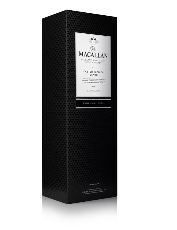 The Macallan Easter Elchies Black 2020 pack angled