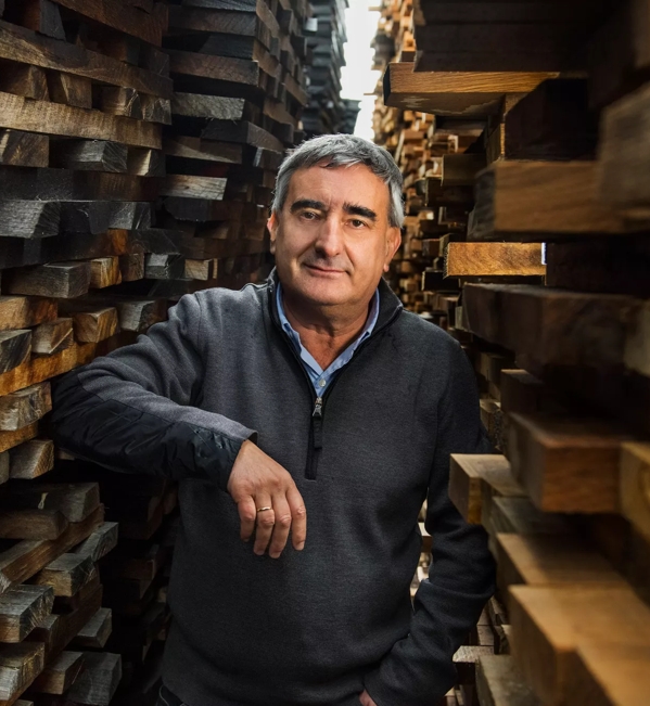 man with whisky cask wood