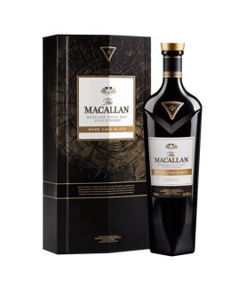 the macallan rare cask black whisky bottle and box