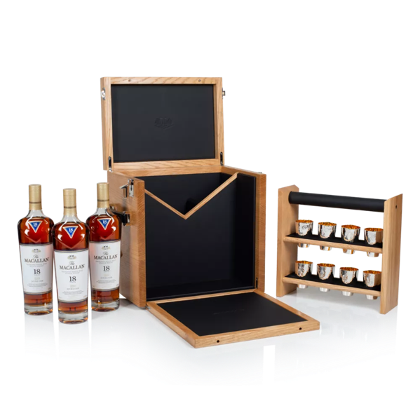 The Macallan Companion Set with Tumblers in Stand and Bottles of 18 YO