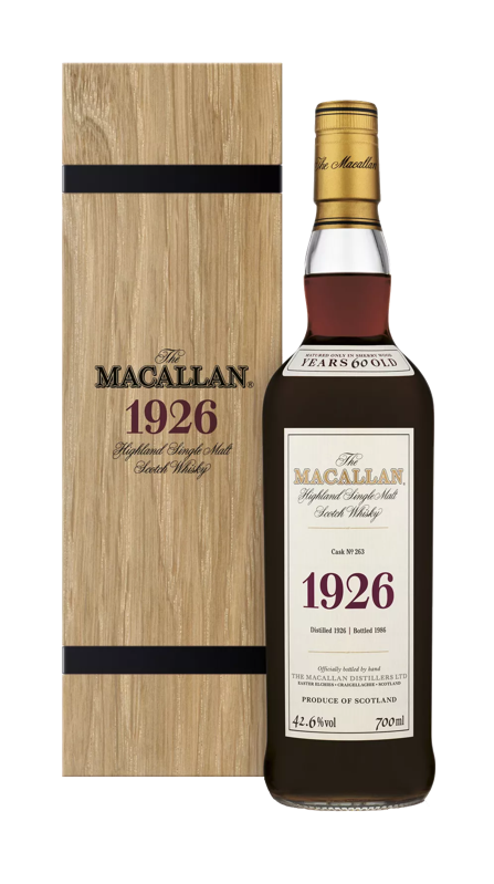 the macallan fine and rare 1926 whisky bottle and pack