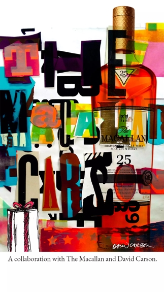 The Macallan David Carson Gifting patchwork Artwork with bottle