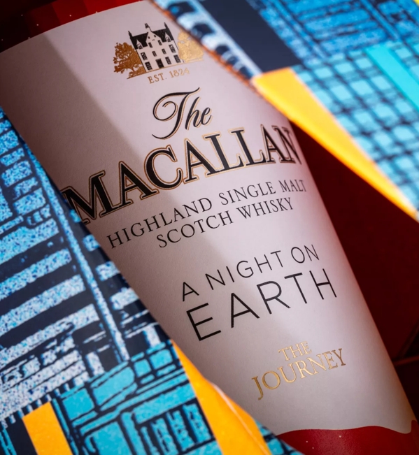 the macallan a night on earth the journey whisky bottle and packaging close up