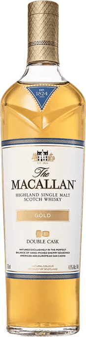 the macallan double cask gold whisky bottle
