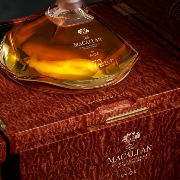 the macallan 72 years old whisky in lalique genesis decanter open box