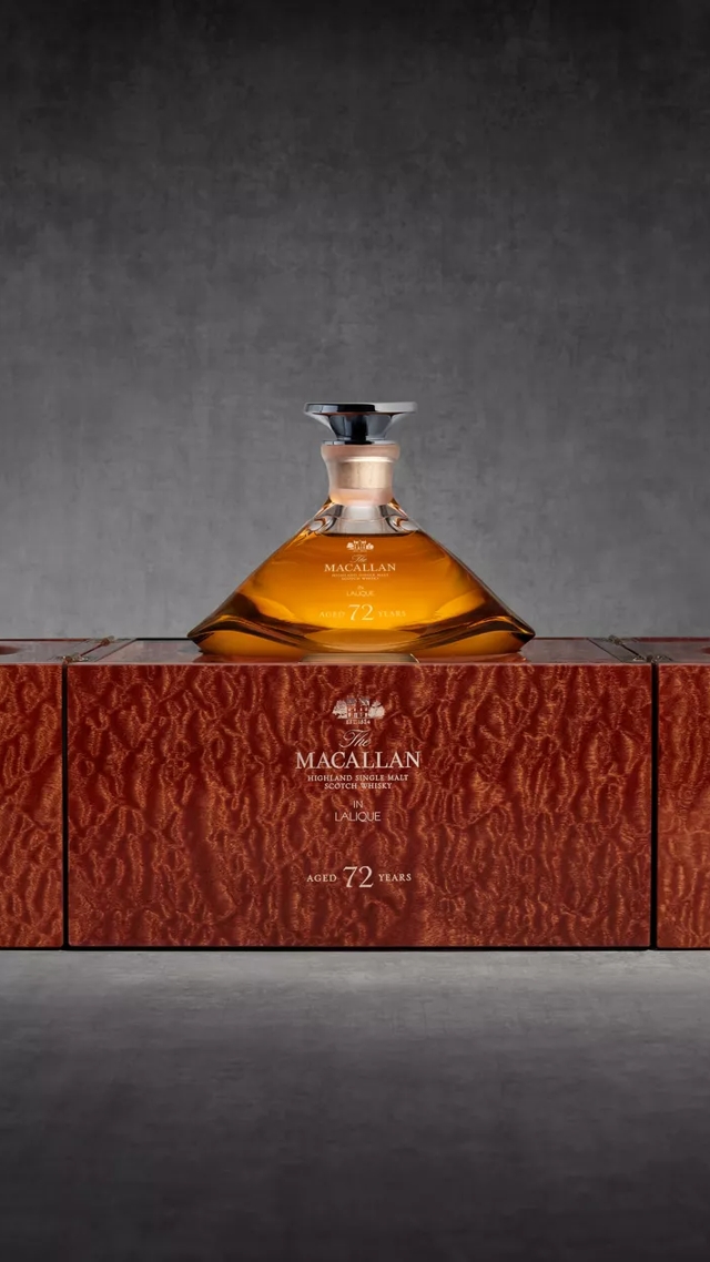 the macallan 72 years old whisky in lalique genesis decanter open box