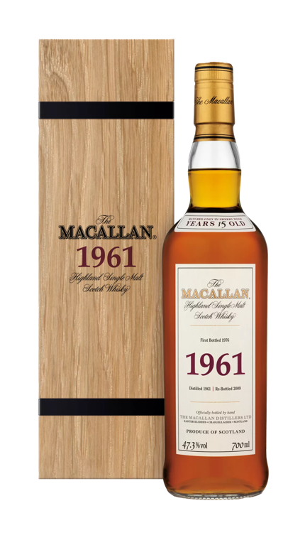 the macallan fine and rare 1961 whisky bottle and pack