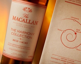 The Macallan Harmony Collection Rich Cacao Close up of Bottle Label and Tasting Notes