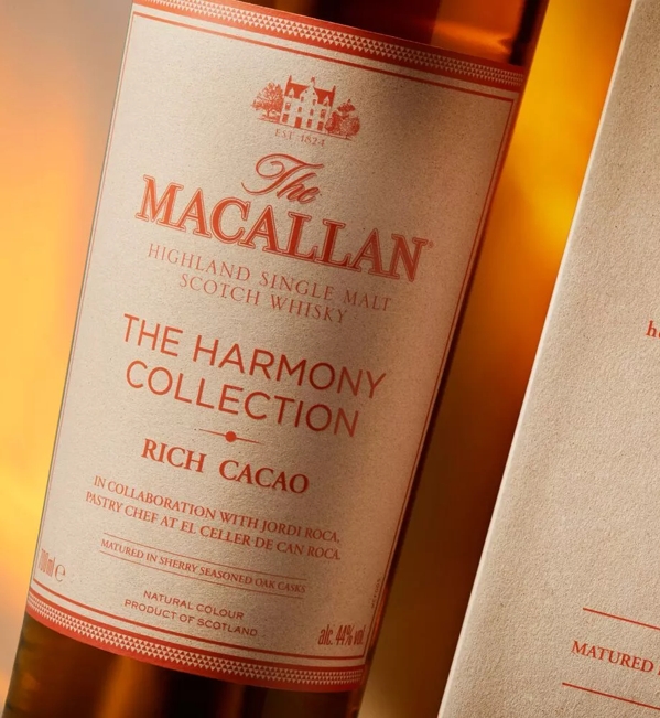 The Macallan Harmony Collection Rich Cacao Close up of Bottle Label and Tasting Notes