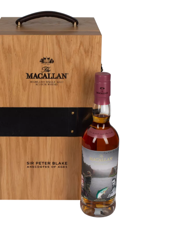 The Macallan Anecdotes of Ages Collection: The Giant and The Fish Bottle Next to Closed Box