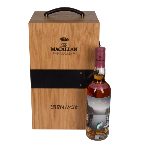 The Macallan Anecdotes of Ages Collection: The Giant and The Fish Bottle Next to Closed Box