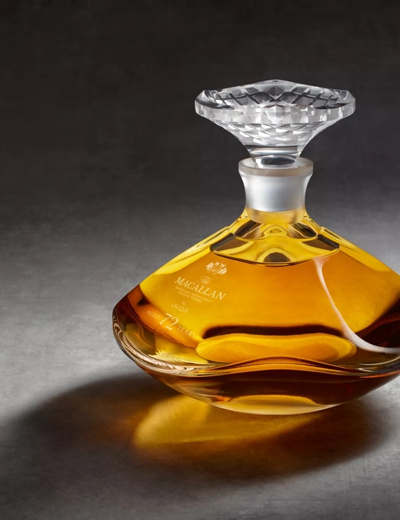 the macallan 72 years old whisky in lalique genesis decanter