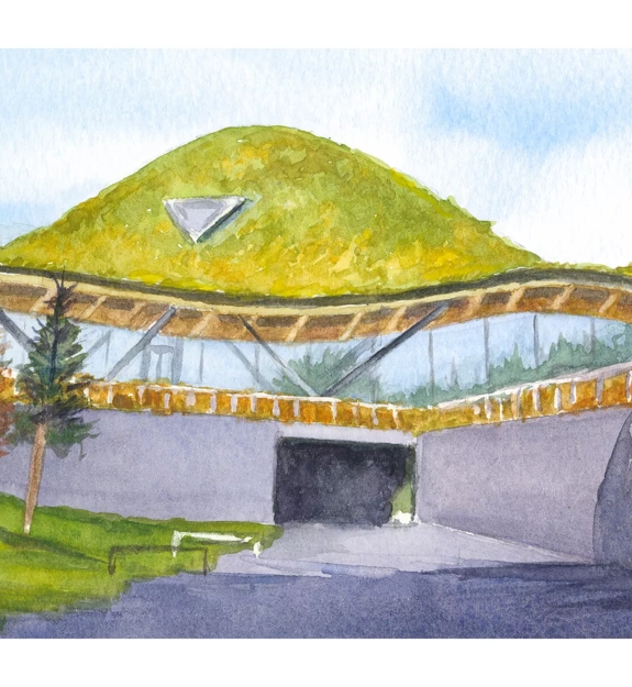 The Macallan Home Collection Colin Rizza illustration of the entrance to the distillery