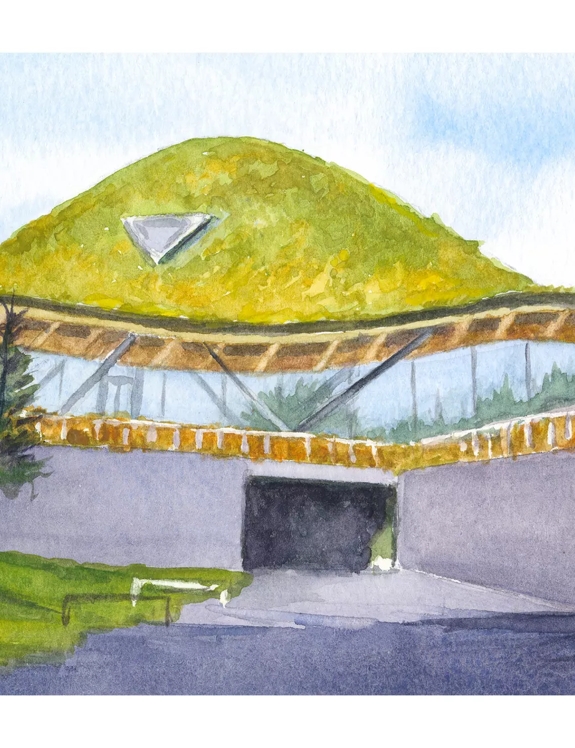 The Macallan Home Collection Colin Rizza illustration of the entrance to the distillery