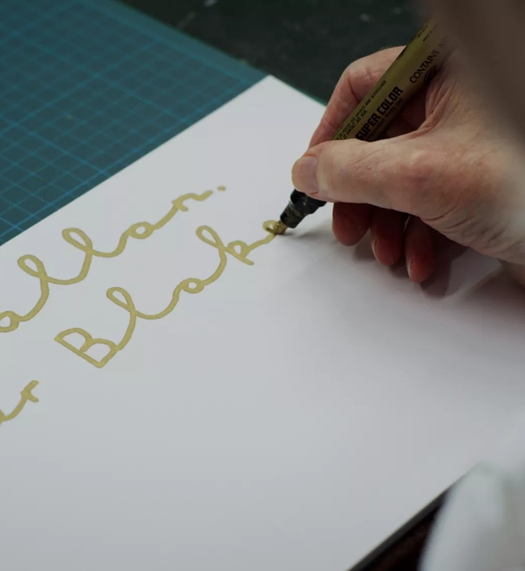 Sir Peter Blake writing