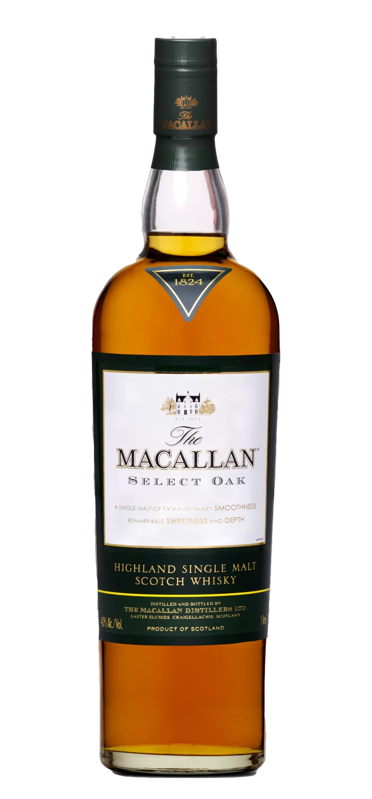 the macallan select oak whisky bottle