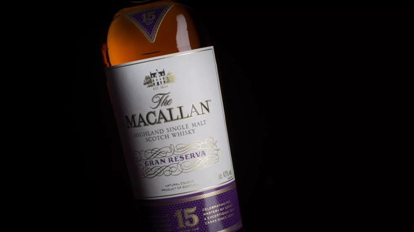 the macallan gran reserva 15 year old whisky bottle label close up
