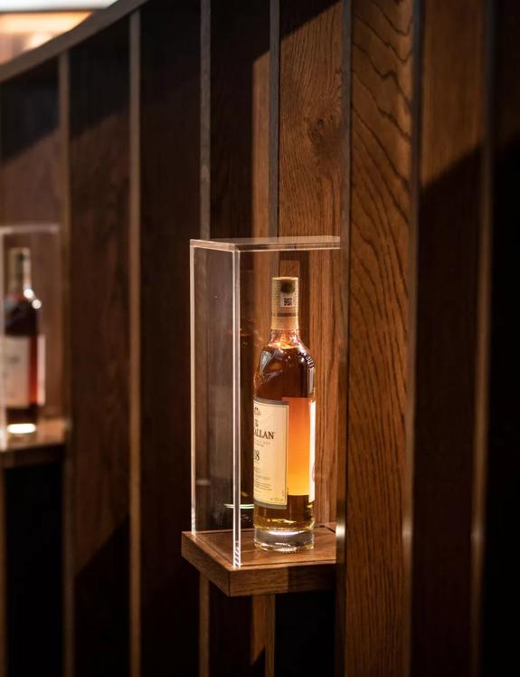 The Macallan Estate Distillery Boutique Bottles on Wall