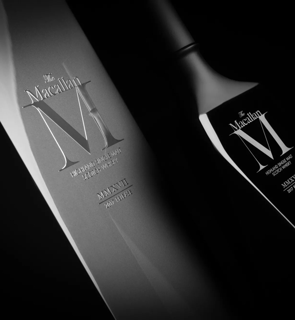 the macallan m black 2017 whisky decanter and pack