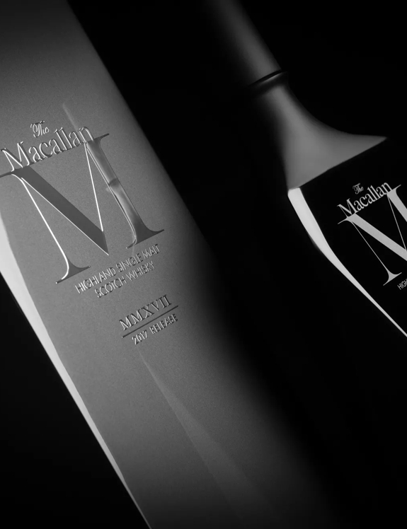 the macallan m black 2017 whisky decanter and pack