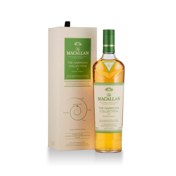 the macallan smooth arabica whisky bottle and box