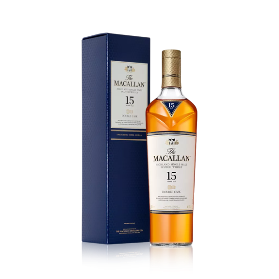 The Macallan, 2019, Double Cask 15 Year Old, 2020 range, 700ml  bottle and pack shots, 1024x1024px, transparent background pngs, with additional 5000x5000px jpg, and long edge 750px cropped jpg