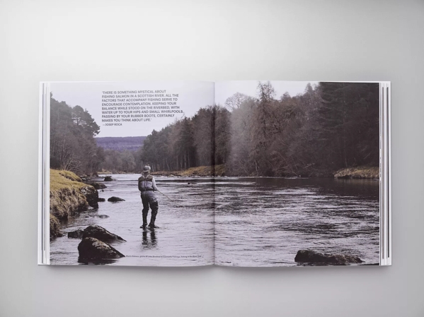 The Macallan Distilling Scotland Book Open Page with Man Fishing